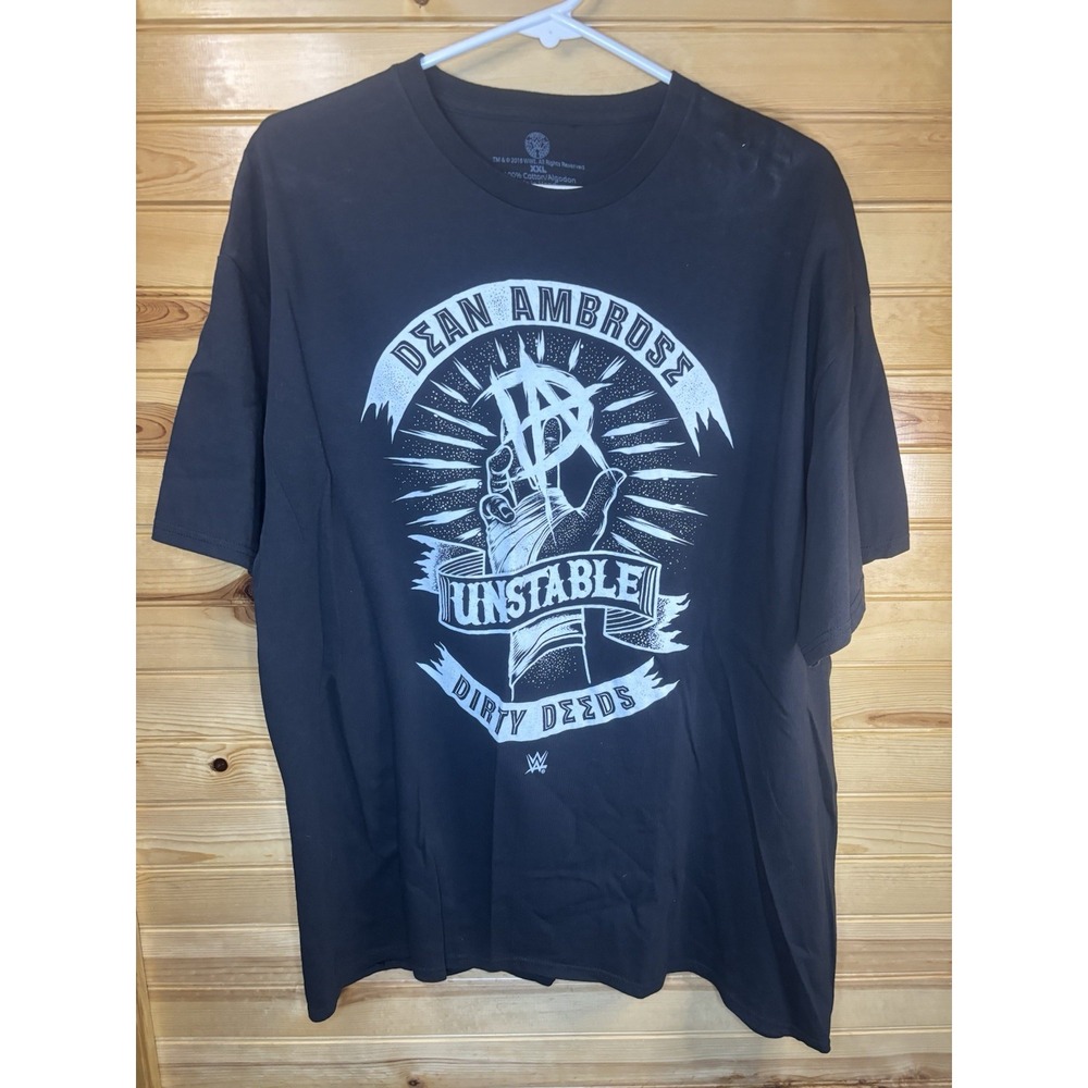 Dean Ambrose Unstable Dirty Deeds WWE Men's Black Graphic T-Shirt 2XL